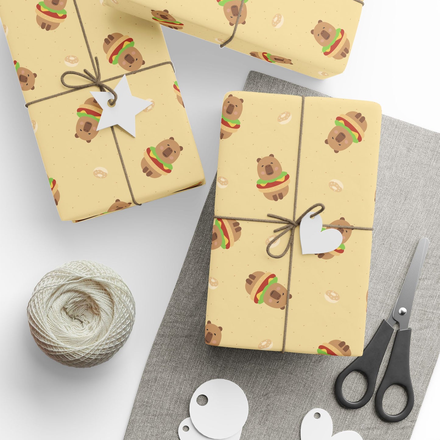 Capybara hamburger and donut Wrapping Paper