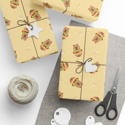 Capybara hamburger and donut Wrapping Paper