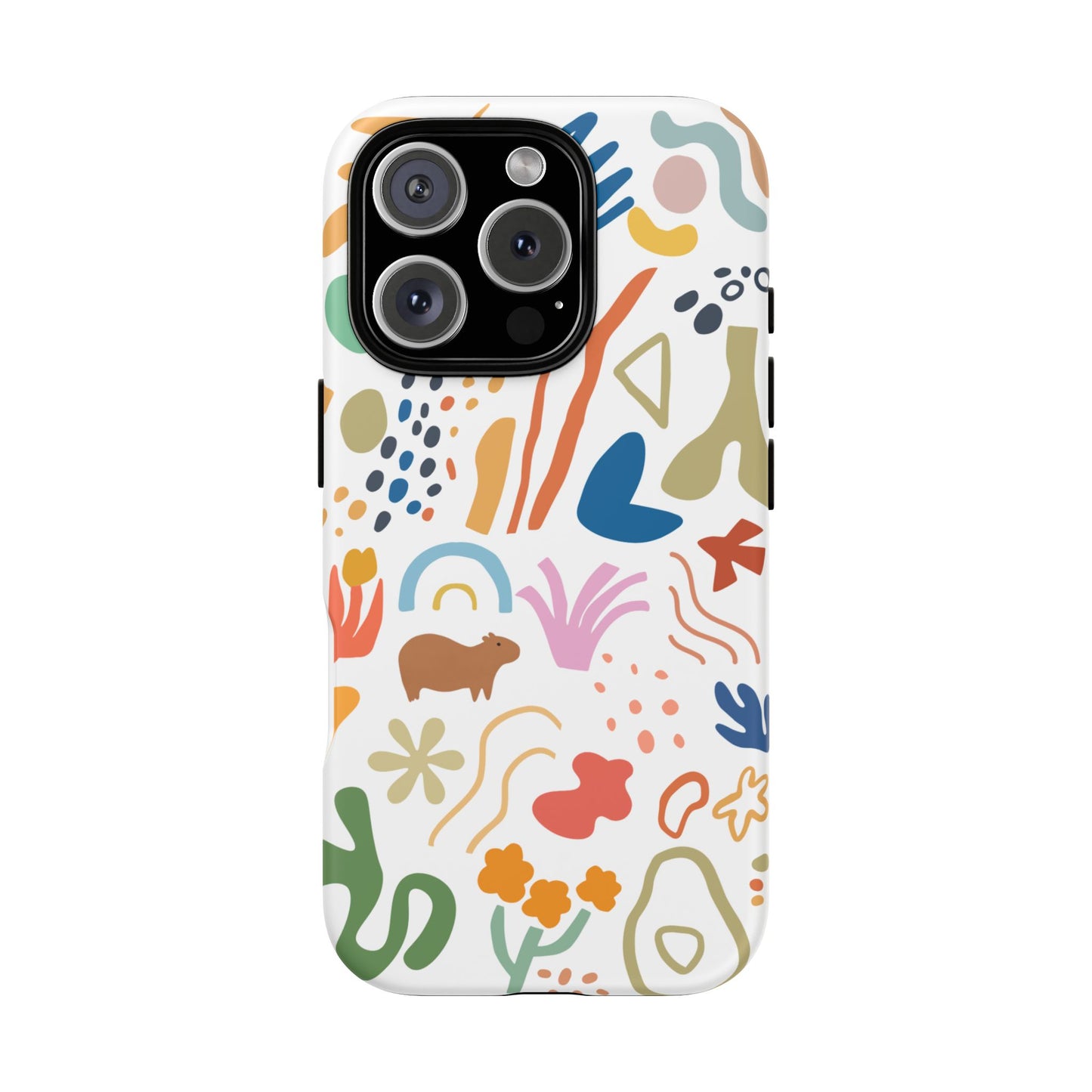Capybara in Henri Matisse Style Phone Case (White) , Tough Phone Cover, Animal Lover Gift, Colorful Tech Accessories, Fun Gift