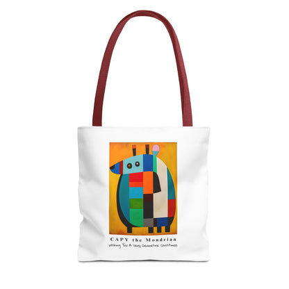 Capybara Christmas Tote Bag – CAPY the Mondrian Series – Wishing You a Very Geometric Christmas – Abstract Art Lover Gift