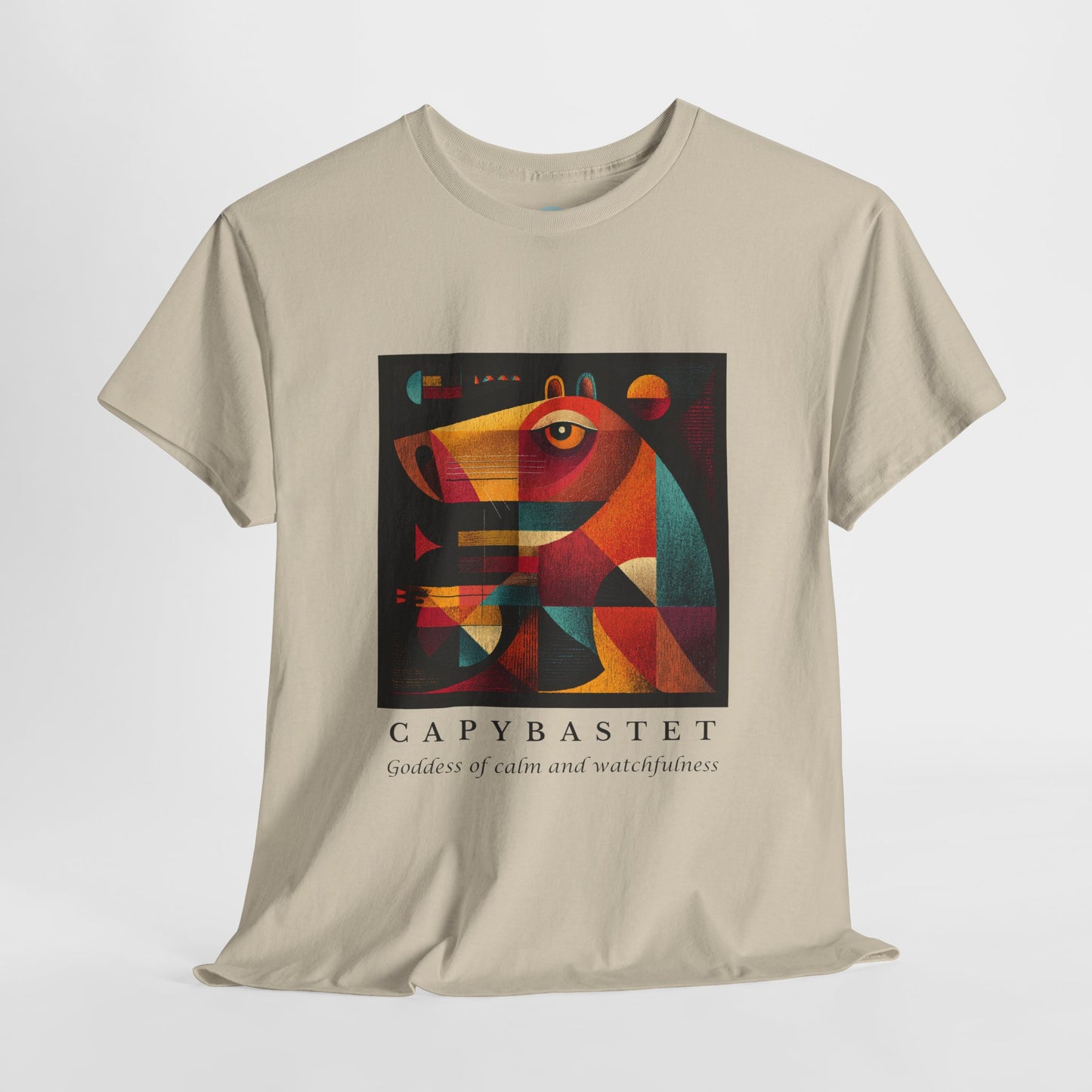 Capybastet Capybara T-Shirt – Goddess of Calm and Watchfulness Tee – Funny Mythical Animal Shirt – Chill Aesthetic Graphic Tee