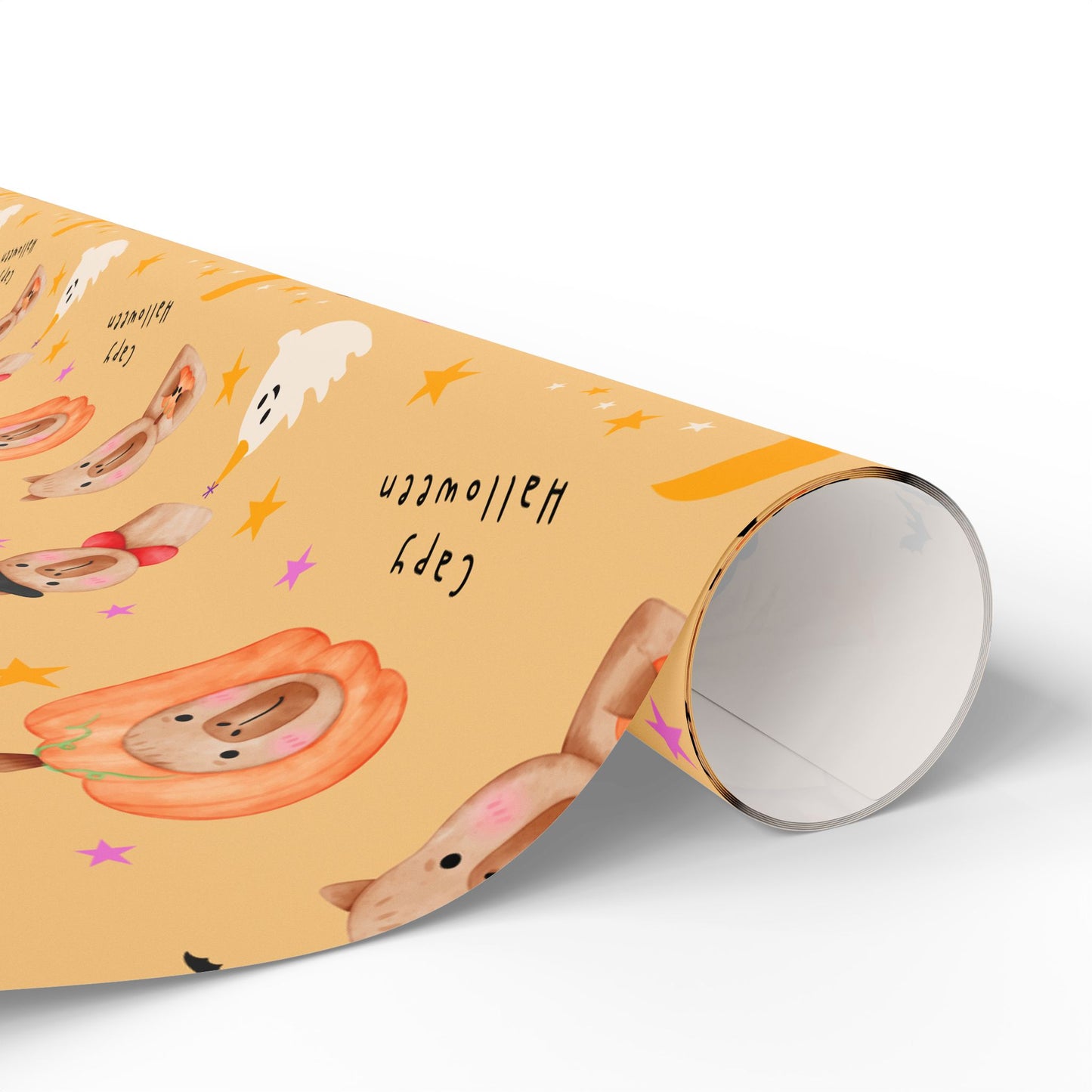 Halloween Capybara Gift Wrapping Paper, Spooky Season Wrap, Cute Pumpkin & Ghost Design, Fall Decorating, Party Supplies, Trick or Treat