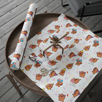 Capybara Birthday Gift Wrapping Paper