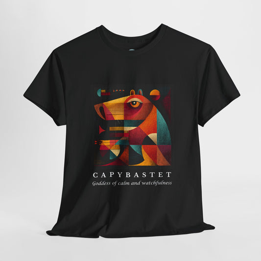 Capybastet Capybara T-Shirt – Goddess of Calm and Watchfulness Tee – Funny Mythical Animal Shirt – Chill Aesthetic Graphic Tee
