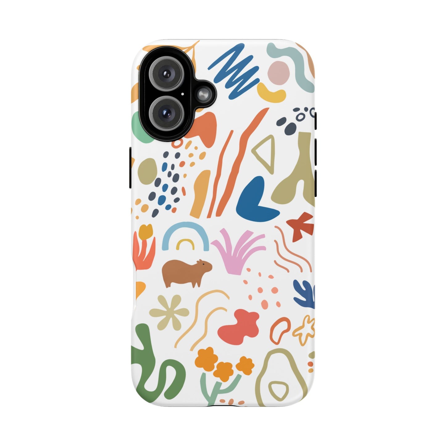 Capybara in Henri Matisse Style Phone Case (White) , Tough Phone Cover, Animal Lover Gift, Colorful Tech Accessories, Fun Gift
