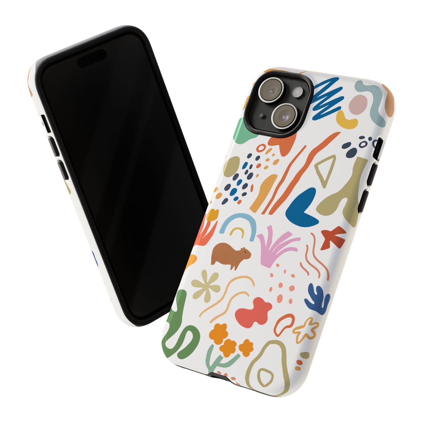 Capybara in Henri Matisse Style Phone Case (White) , Tough Phone Cover, Animal Lover Gift, Colorful Tech Accessories, Fun Gift