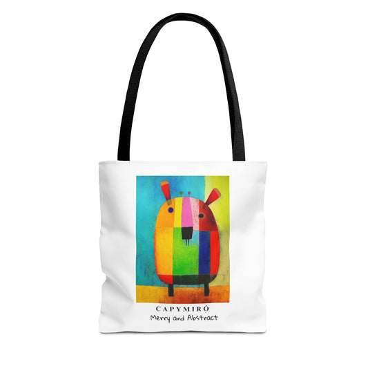 Capy Miro Christmas Tote Bag – Surreal Capybara Art – Merry & Abstract – Joan Miró Inspired Canvas Bag Gift