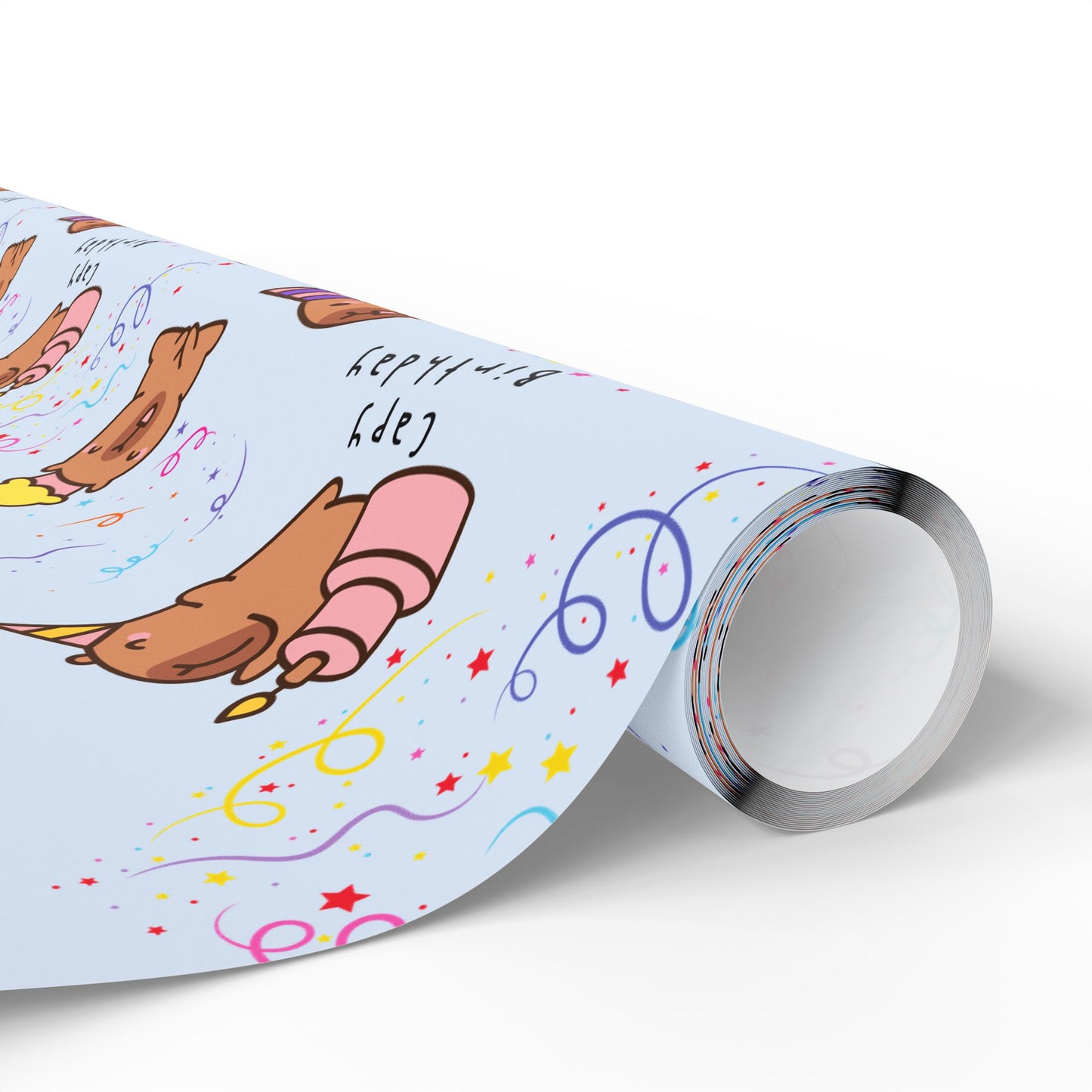 Capybara Birthday Gift Wrapping Paper (Light Blue)