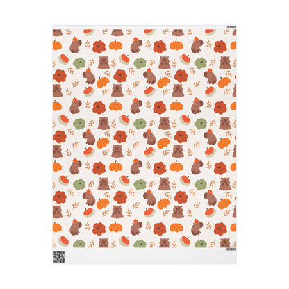 Capybara Pumpkin Wrapping Paper, Spooky Season Wrap, Cute Halloween Gift Wrap for Capybara Lovers, Fall Decorating, Party Supplies, Trick or Treat