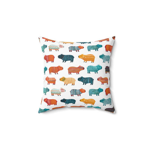 Colorful Capybara Pattern Pillow