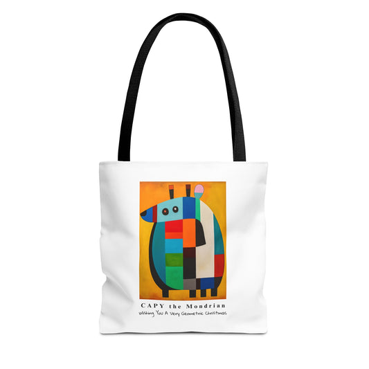 Capybara Christmas Tote Bag – CAPY the Mondrian Series – Wishing You a Very Geometric Christmas – Abstract Art Lover Gift