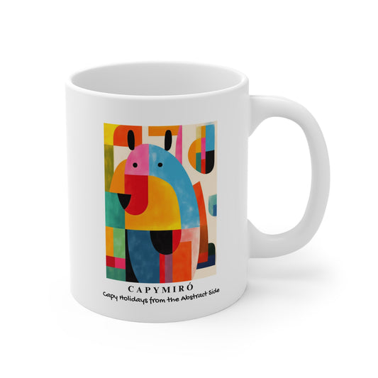 CAPY Miro II Christmas Mug – Surreal Capybara Coffee Cup – Capy Holiday from the Abstract Side – Joan Miró Inspired Art Gift