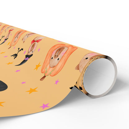 Halloween Capybara Gift Wrapping Paper, Spooky Season Wrap, Cute Pumpkin & Ghost Design, Fall Decorating, Party Supplies, Trick or Treat