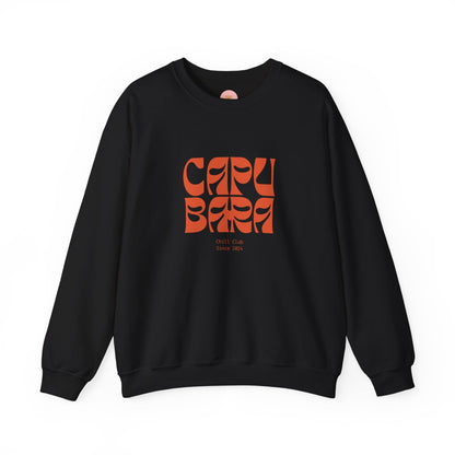 CAPYBARA Chill Club sweatshirt features the stylish plain text design. It offers a comfy wearing experience with a classic fit and crew neckline. Perfect for colder months, this sweatshirt is ideal for those who love unique and chill designs. The target audience includes individuals who enjoy cozy apparel with a touch of personality. Relevant for holidays, casual gatherings, and everyday wear.