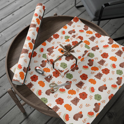 Capybara Pumpkin Wrapping Paper, Spooky Season Wrap, Cute Halloween Gift Wrap for Capybara Lovers, Fall Decorating, Party Supplies, Trick or Treat