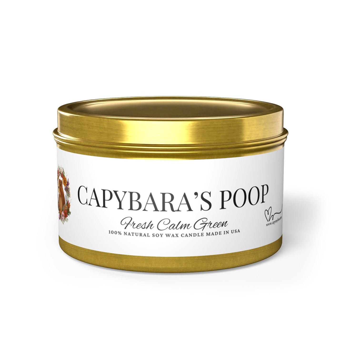 Funny gift- Scented Tin Candles - CAPYBARAS POOP - Surprise gift! Actually is a refreshing Evergreen Scent with Cypress, Lemon peel
Eco-friendly, hand-poured coconut soy wax 
Lead and zinc-free cotton wick
3 tin colors
Average burn time: 20-40hours