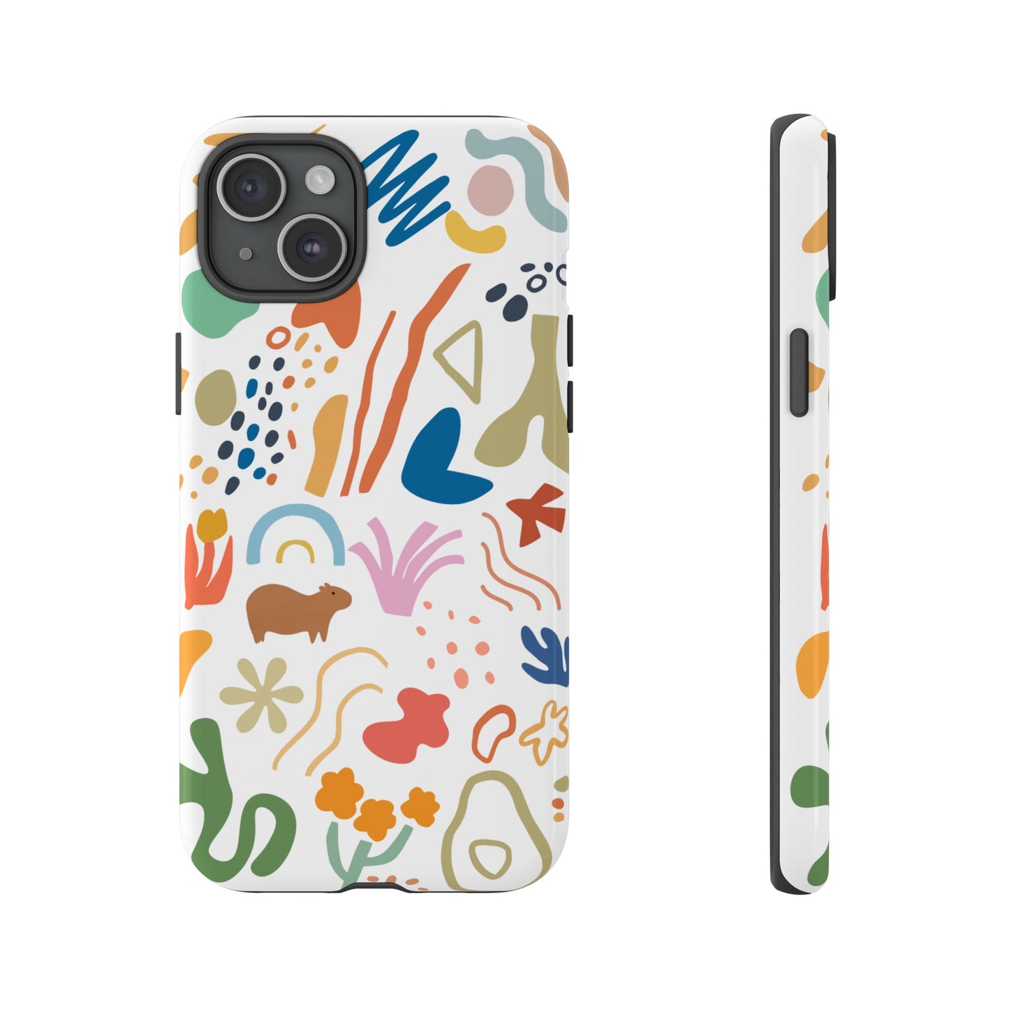 Capybara in Henri Matisse Style Phone Case (White) , Tough Phone Cover, Animal Lover Gift, Colorful Tech Accessories, Fun Gift