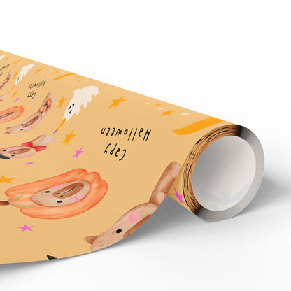 Halloween Capybara Gift Wrapping Paper, Spooky Season Wrap, Cute Pumpkin & Ghost Design, Fall Decorating, Party Supplies, Trick or Treat