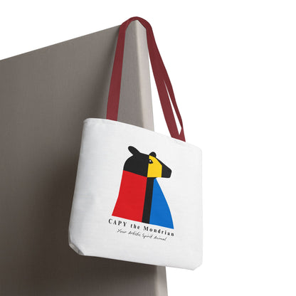 CAPY the Mondrian Tote Bag – Capybara Geometric Art Bag – Your Artistic Animal – Abstract Red Blue Yellow Canvas Tote