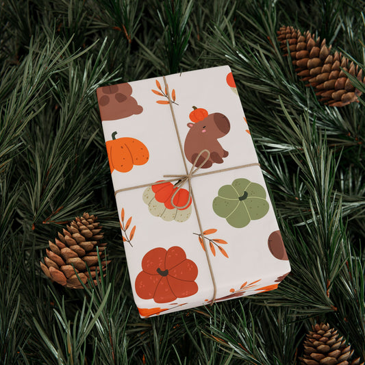 Capybara Pumpkin Wrapping Paper, Spooky Season Wrap, Cute Halloween Gift Wrap for Capybara Lovers, Fall Decorating, Party Supplies, Trick or Treat