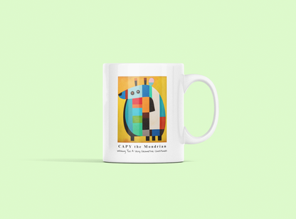 Capy de Mondrian Christmas Mug – Geometric Capybara Art Mug – Gift for Art & Animal Lovers