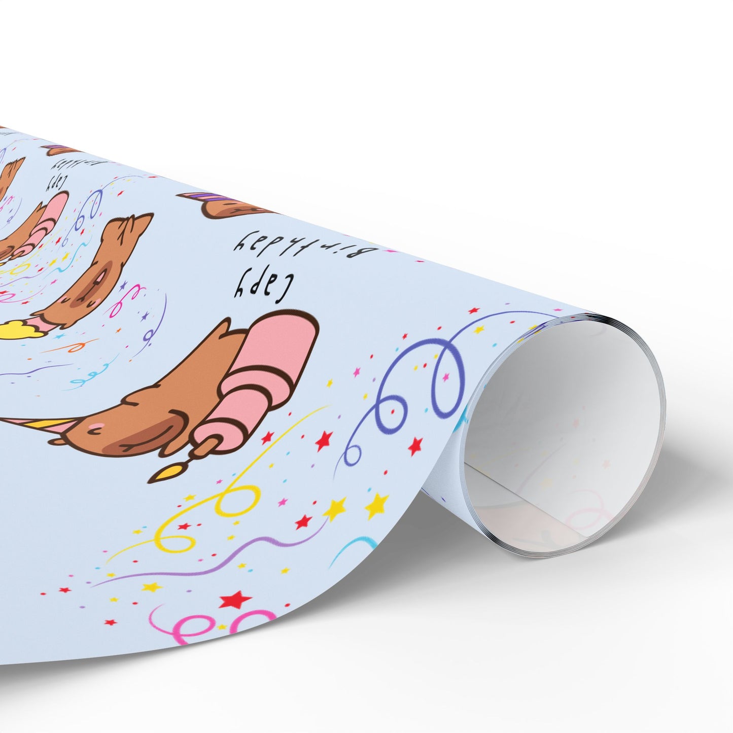 Capybara Birthday Gift Wrapping Paper (Light Blue)