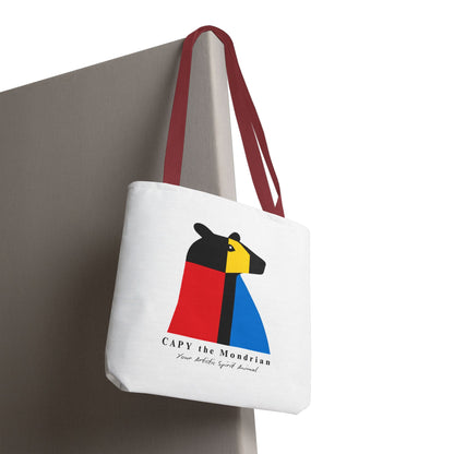 CAPY the Mondrian Tote Bag – Capybara Geometric Art Bag – Your Artistic Animal – Abstract Red Blue Yellow Canvas Tote