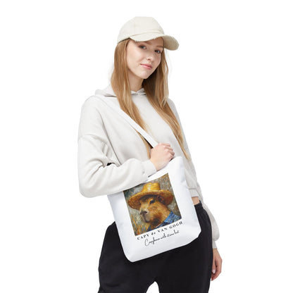 Capybara with a Straw Hat Tote Bag – CAPY de VAN GOGH Series – Funny Art Lover Gift, Animal-Inspired Canvas Bag