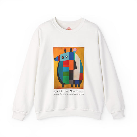 Capybara Christmas Sweatshirt – CAPY the Mondrian Series – Funny Abstract Holiday Gift