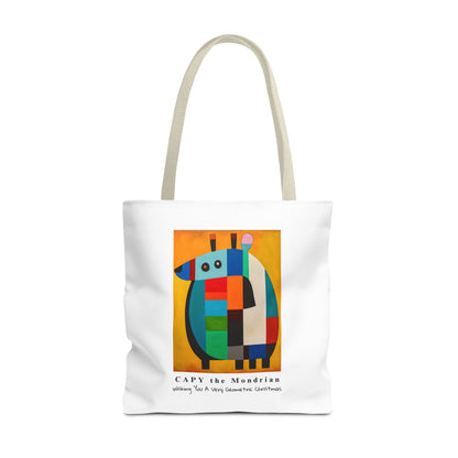 Capybara Christmas Tote Bag – CAPY the Mondrian Series – Wishing You a Very Geometric Christmas – Abstract Art Lover Gift