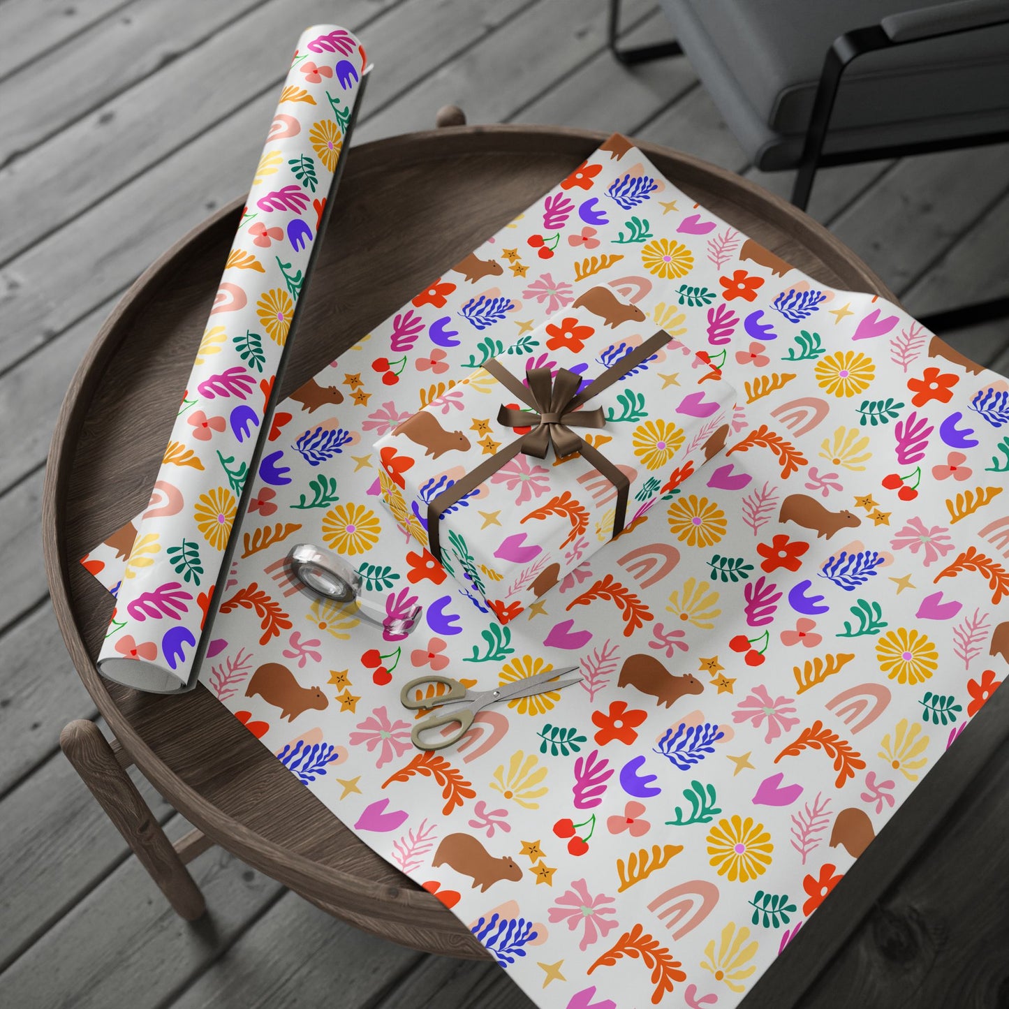Matisse Inspired Painting with Capybara Gift Wrapping Paper