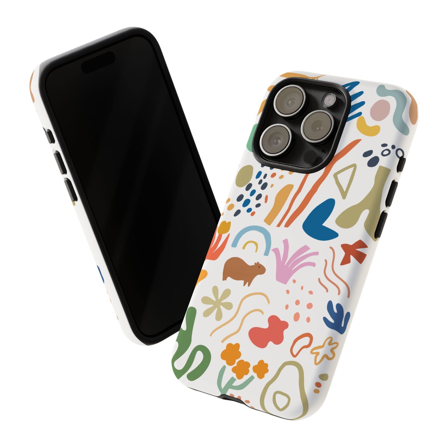Capybara in Henri Matisse Style Phone Case (White) , Tough Phone Cover, Animal Lover Gift, Colorful Tech Accessories, Fun Gift