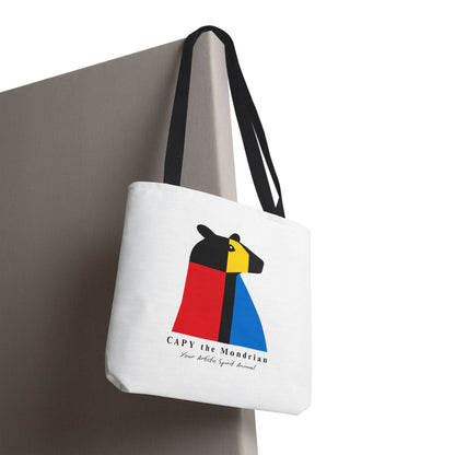CAPY the Mondrian Tote Bag – Capybara Geometric Art Bag – Your Artistic Animal – Abstract Red Blue Yellow Canvas Tote