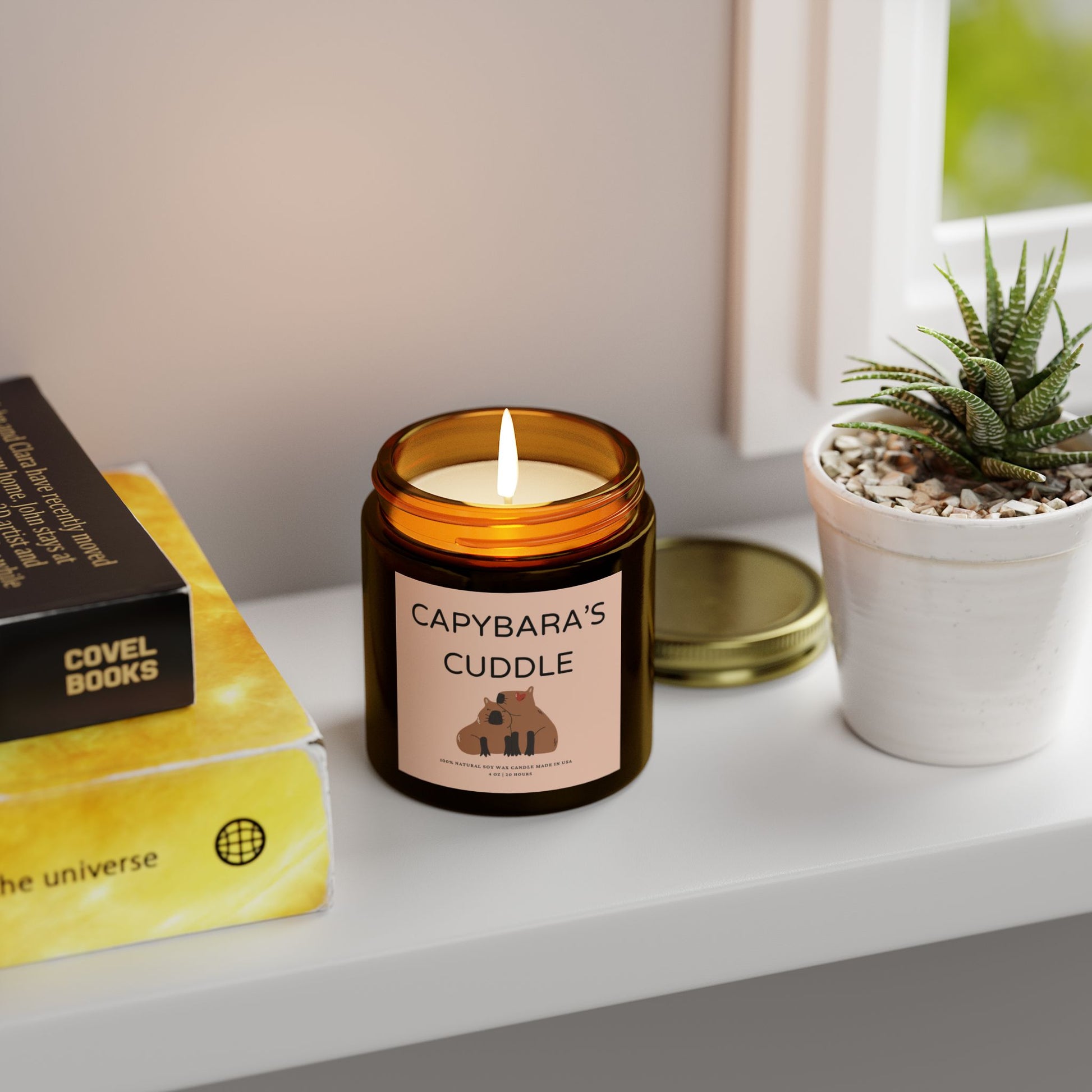 CAPYBARA'S CUDDLE scented candle with 9 scents to choose from. A perfect gift for friends or family during Christmas or special occasions. It offers a cozy and heartwarming vibe, ideal for those who appreciate unique and eco-friendly candles. Relevant for holidays, celebrations, or occasions that call for thoughtful gifting.