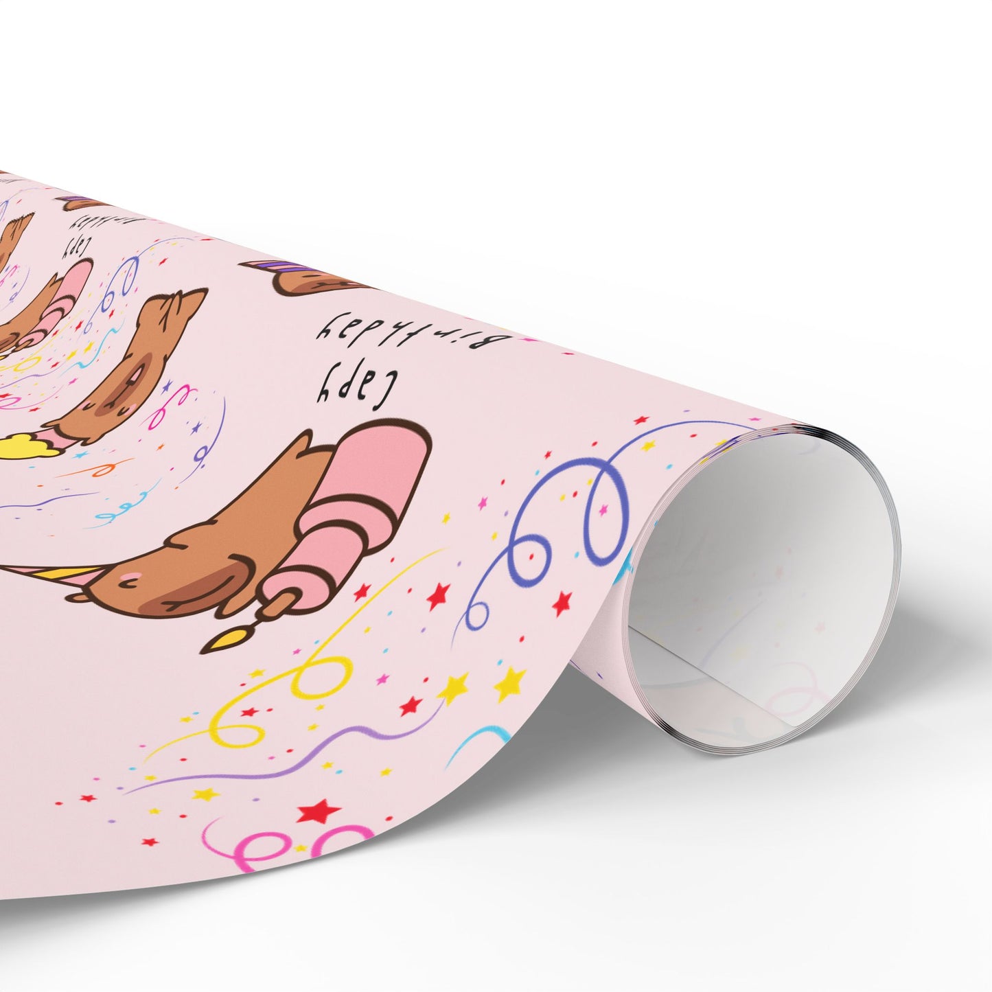 Capybara Birthday Gift Wrapping Paper (Pink)