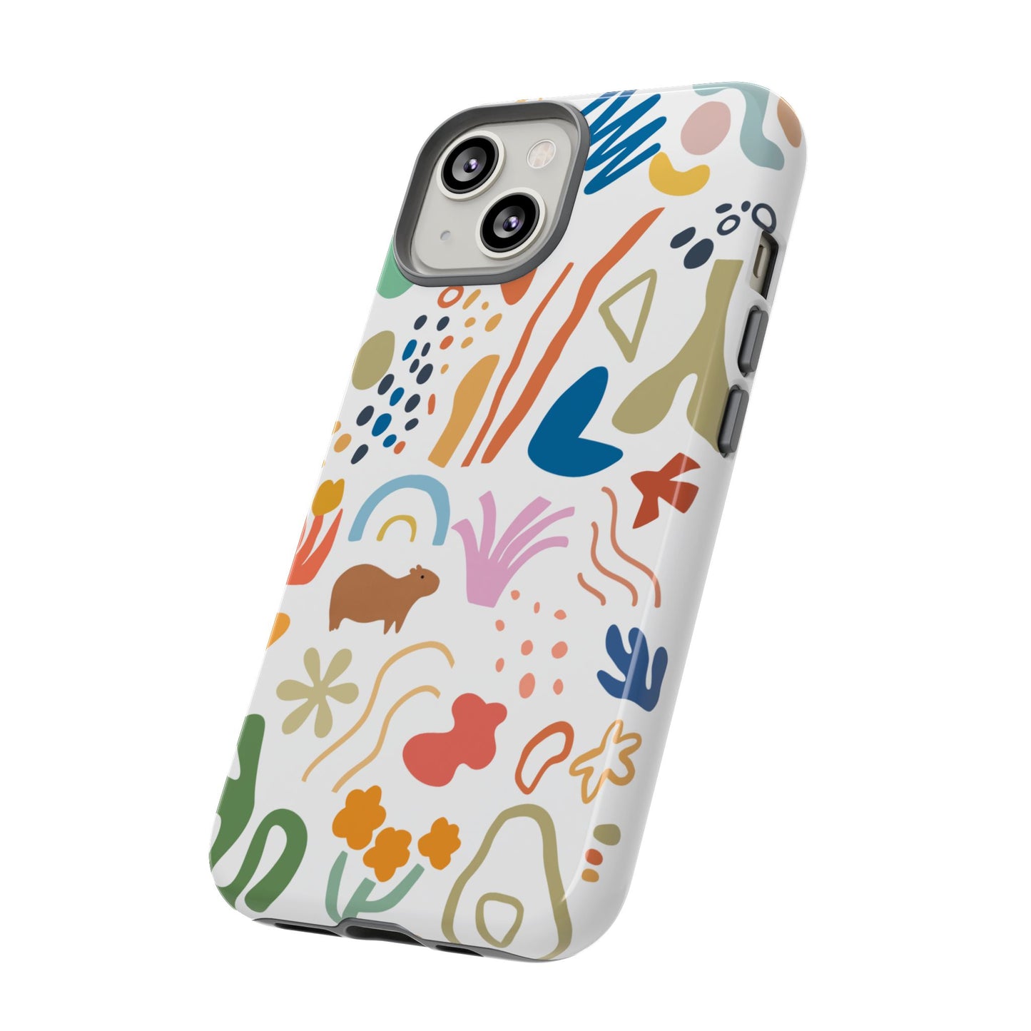 Capybara in Henri Matisse Style Phone Case (White) , Tough Phone Cover, Animal Lover Gift, Colorful Tech Accessories, Fun Gift
