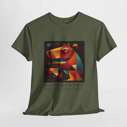 Capybastet Capybara T-Shirt – Goddess of Calm and Watchfulness Tee – Funny Mythical Animal Shirt – Chill Aesthetic Graphic Tee