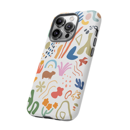 Capybara in Henri Matisse Style Phone Case (White) , Tough Phone Cover, Animal Lover Gift, Colorful Tech Accessories, Fun Gift