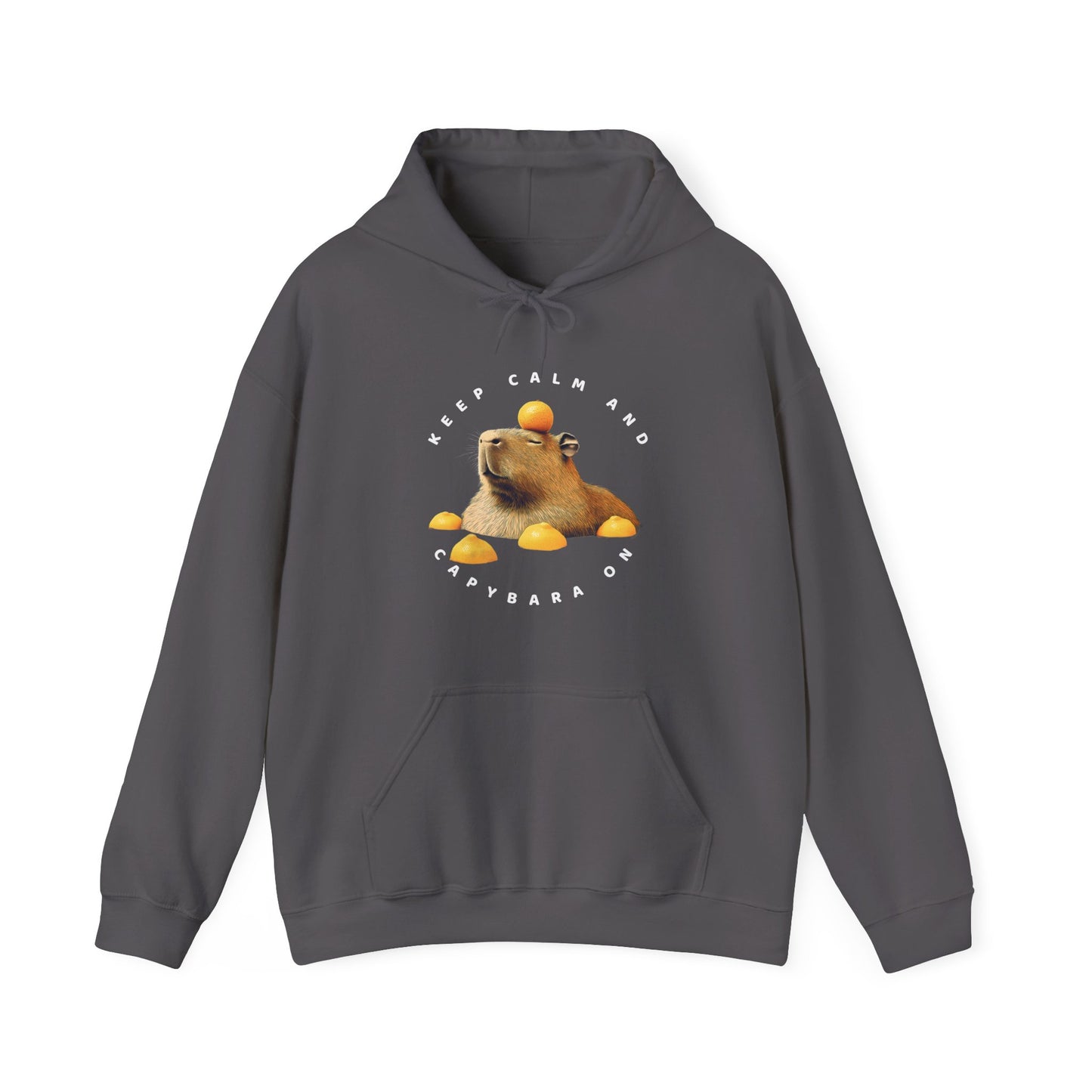 Capybara Hoodies- Stay relaxed in style with the Keep Calm and Capybara On hooded sweatshirt. Featuring a relaxing capybara enjoying yuzu bath, this comfy hoodie is perfect for adding a chill vibe to any cold day.&nbsp;This is the PERFECT T-hoodie for those who LOVE Capybara!