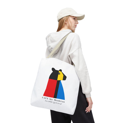 CAPY the Mondrian Tote Bag – Capybara Geometric Art Bag – Your Artistic Animal – Abstract Red Blue Yellow Canvas Tote
