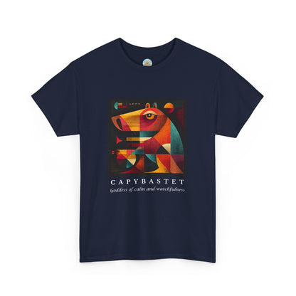 Capybastet Capybara T-Shirt – Goddess of Calm and Watchfulness Tee – Funny Mythical Animal Shirt – Chill Aesthetic Graphic Tee