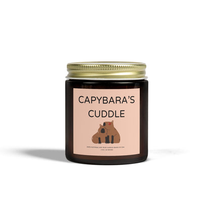 CAPYBARA'S CUDDLE scented candle with 9 scents to choose from. A perfect gift for friends or family during Christmas or special occasions. It offers a cozy and heartwarming vibe, ideal for those who appreciate unique and eco-friendly candles. Relevant for holidays, celebrations, or occasions that call for thoughtful gifting.