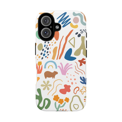 Capybara in Henri Matisse Style Phone Case (White) , Tough Phone Cover, Animal Lover Gift, Colorful Tech Accessories, Fun Gift