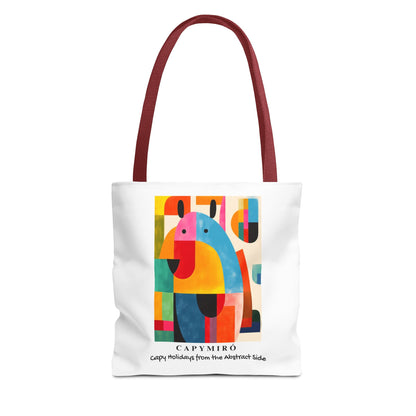 Capy Miro II Christmas Tote Bag – Surreal Capybara Art – Capy Holiday from the Abstract Side – Joan Miró Inspired Canvas Bag Gift