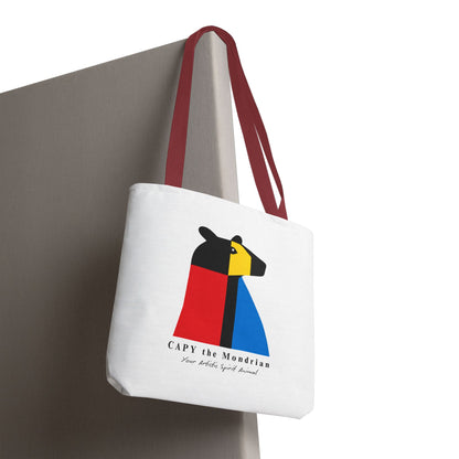 CAPY the Mondrian Tote Bag – Capybara Geometric Art Bag – Your Artistic Animal – Abstract Red Blue Yellow Canvas Tote