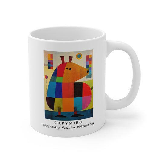Capy Miro Christmas Mug – Surreal Capybara Art Gift, Abstract Holiday Coffee Cup, Joan Miró Inspired Ceramic Mug
