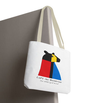 CAPY the Mondrian Tote Bag – Capybara Geometric Art Bag – Your Artistic Animal – Abstract Red Blue Yellow Canvas Tote