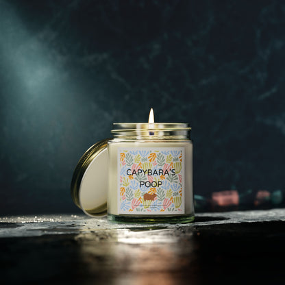 Funny candle gift with CAPYBARAS POOP label in Matisse style. Each candle is scented with Midnight Blackberry, Lavender, Fraser Fir, Cinnamon Chai, Cashmere Musk, Beachwood, Mango Coconut, and Vanilla Bean fragrances, offering up to 20 hours of burn time. Made with natural Coconut Apricot Wax in the USA, eco-friendly and non-toxic.