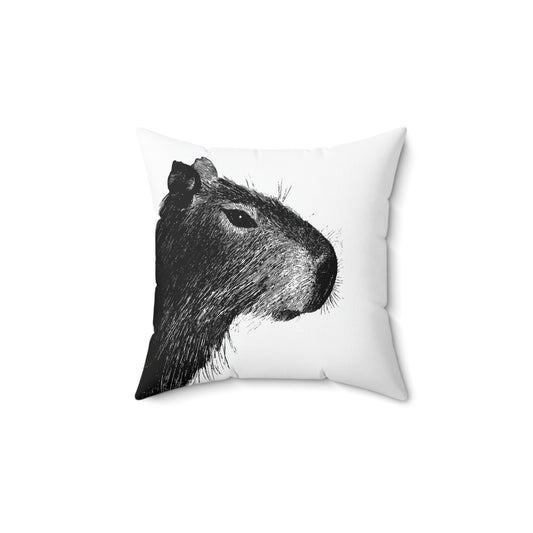 Charcoal Outline Capybara Pillow, Stylish Decorative Cushion, Cozy Living Room Throw Pillow, Cuddle Cushion, Whimsical Eye-catching Cushion
