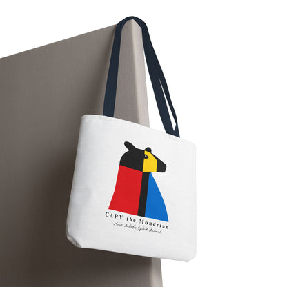 CAPY the Mondrian Tote Bag – Capybara Geometric Art Bag – Your Artistic Animal – Abstract Red Blue Yellow Canvas Tote